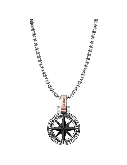Collana Zancan - Acciaio 316L - Stella Polare Nera-Zirconi Neri-EHC153