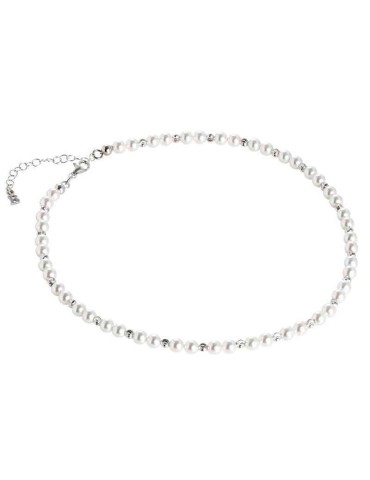 Collana Boccadamo - Argento 925% -Perle Bianche-Sfere Diamantate-GR651