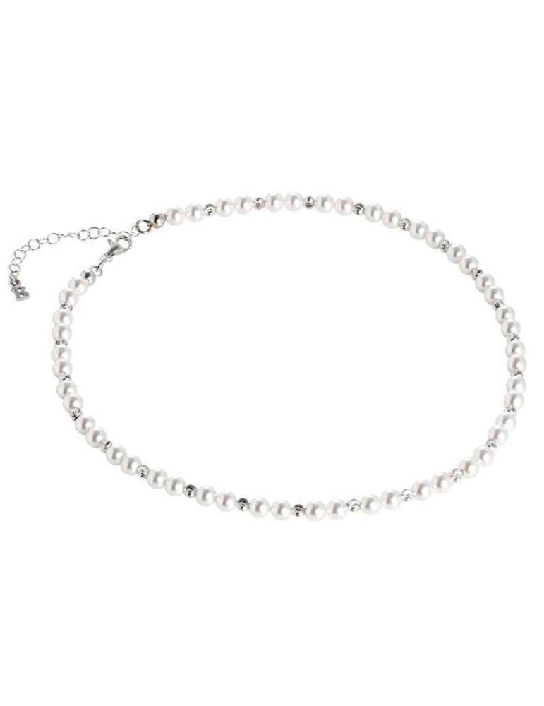 Collana Boccadamo - Argento 925% -Perle Bianche-Sfere Diamantate-GR651