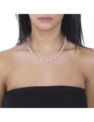 Collana Boccadamo - Argento 925% -Perle Bianche-Sfere Diamantate-GR651 2