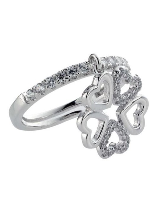 Boccadamo Ring - Four-leaf Clover Pendant - White Zircons - AN430