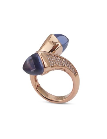 Anello Boccadamo-Argento 925% Rosato-Cristalli Light Sapphire-KAN011RL