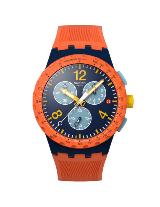Orologio Swatch - Camo Flash - Cronografo - Arancione-42mm-Blu-SUSI400