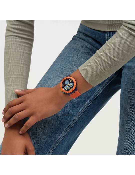 Swatch Watch - Camo Flash - Chronograph - Orange-42mm-Blue-SUSI400