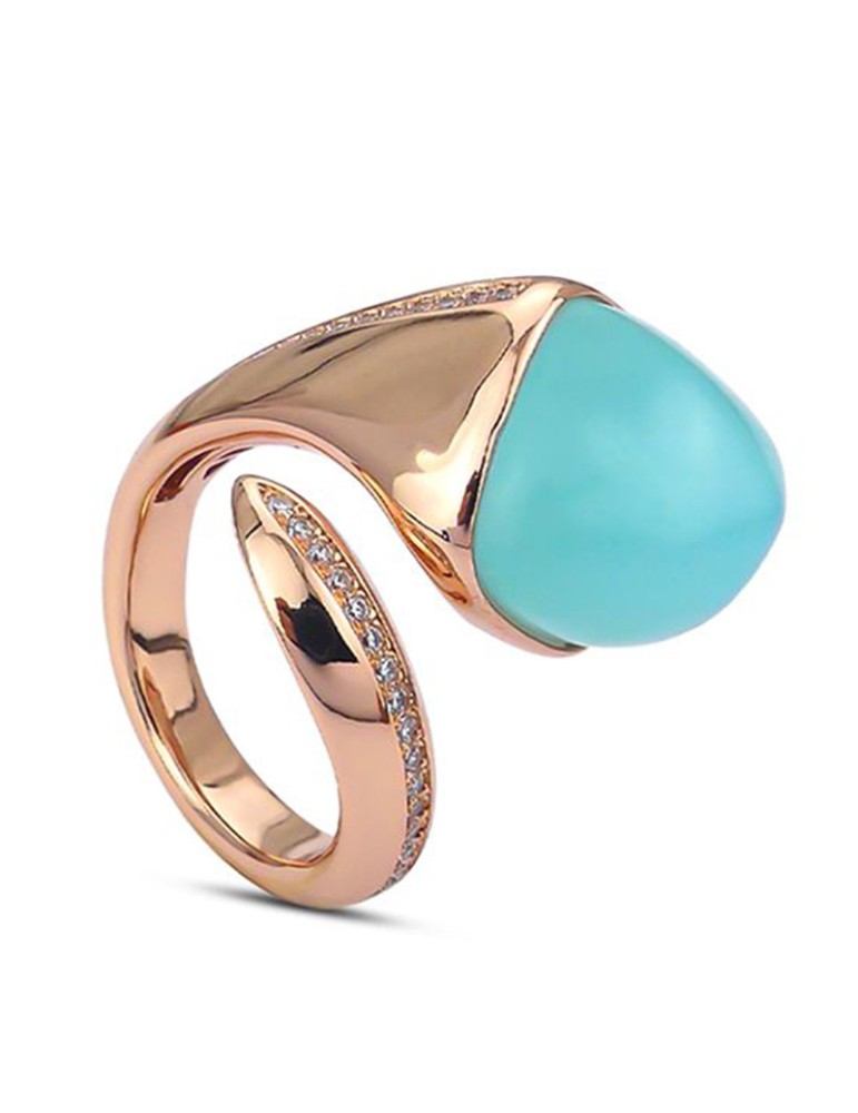 Boccadamo Ring - Rose Gold -Crystal Water Milk-Cubic Zirconia-KAN013RA