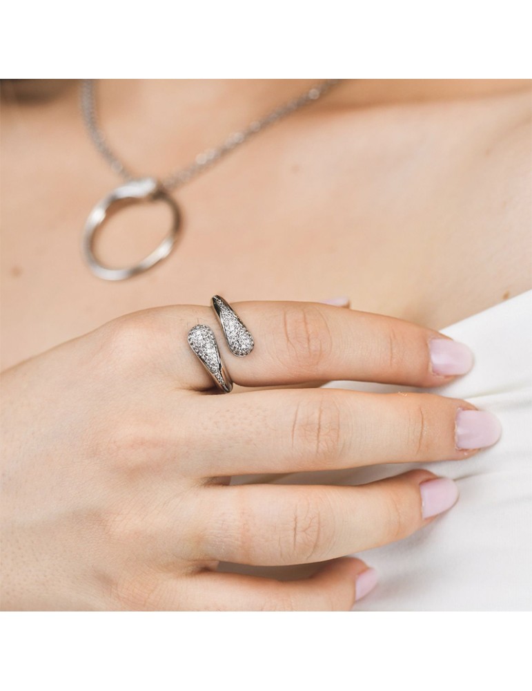 Anello Boccadamo - Contrariè - Argento 925% - Pavè di Zirconi - KAN015