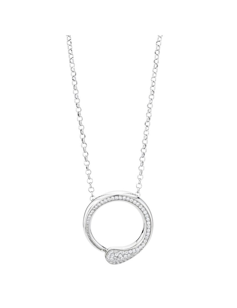 Boccadamo Necklace - 925% Silver - Contrariè Pendant - Zircons-KGR036