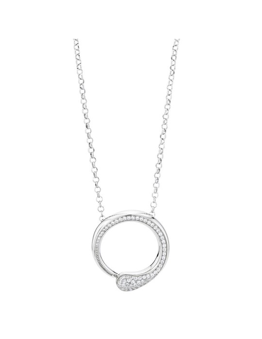 Boccadamo Necklace - 925% Silver - Contrariè Pendant - Zircons-KGR036