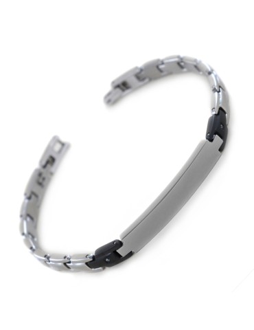 Bracciale Zancan - Acciaio 316L - Maglie Nere -Spinelli Bianchi-UHB073