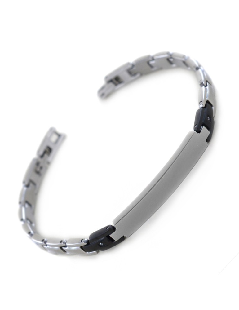 Zancan Bracelet - 316L Steel - Black Links - White Spinels-UHB073