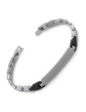 Zancan Bracelet - 316L Steel - Black Links - White Spinels-UHB073