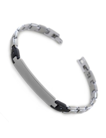 Zancan Bracelet - 316L Steel - Black Links - White Spinels-UHB073 2