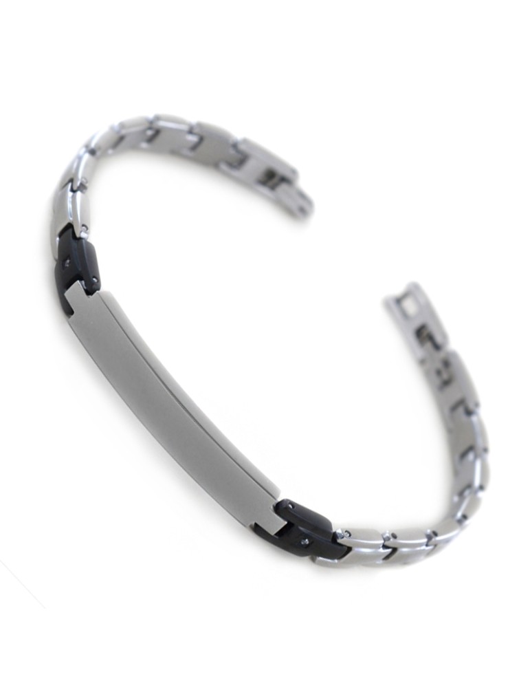Bracciale Zancan - Acciaio 316L - Maglie Nere -Spinelli Bianchi-UHB073