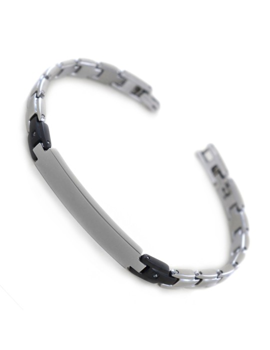 Bracciale Zancan - Acciaio 316L - Maglie Nere -Spinelli Bianchi-UHB073