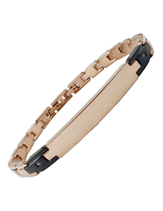 Zancan Bracelet - Rose Gold - Black Links - White Spinels - UHB074