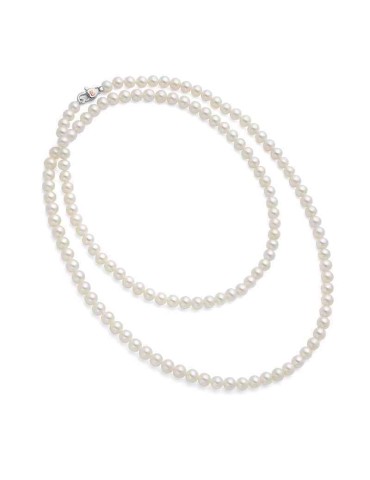 Collana Miluna - con Perle Vere 6-6,5mm e Chiusura in Oro Bianco 18 Carati - PCL6683
