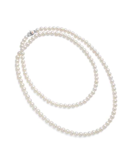 Miluna Necklace - with 6-6.5mm Real Pearls and 18K White Gold Clasp - 0