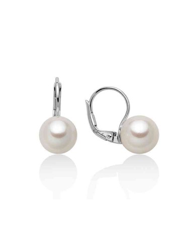 Orecchini Miluna - a Monachella in Oro Bianco con Perle Vere 6,5 - 7 mm - PER2395