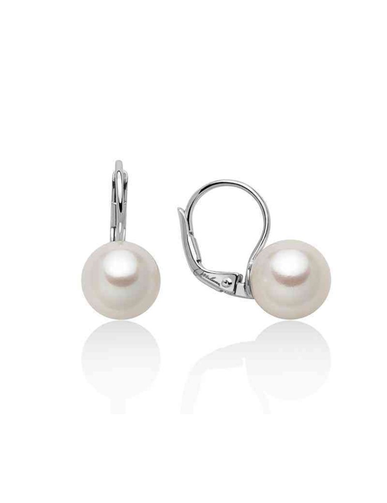 Orecchini Miluna - a Monachella in Oro Bianco con Perle Vere 6,5 - 7 mm - PER2395