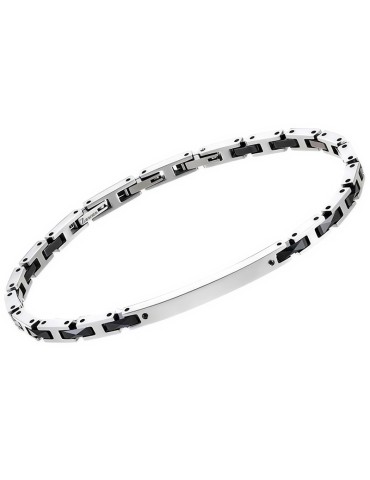 Bracciale Zancan - Acciaio 316L - Giunzioni Nere -Spinelli Neri-UHB085