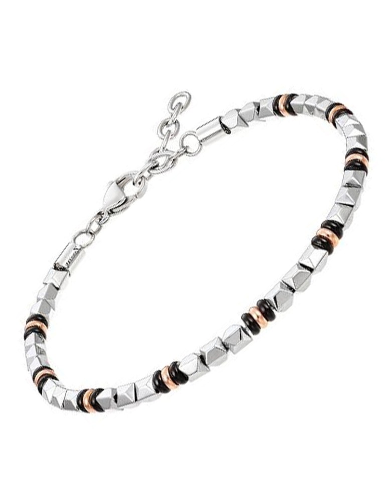 Zancan Bracelet - 316L Steel - Hematite - PVD Rose Gold Rings-UHB090