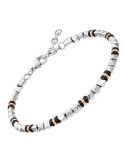 Bracciale Zancan - Acciaio 316L - Ematite -Anelli PVD Rose Gold-UHB090