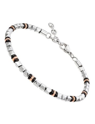 Bracciale Zancan - Acciaio 316L - Ematite -Anelli PVD Rose Gold-UHB090 2
