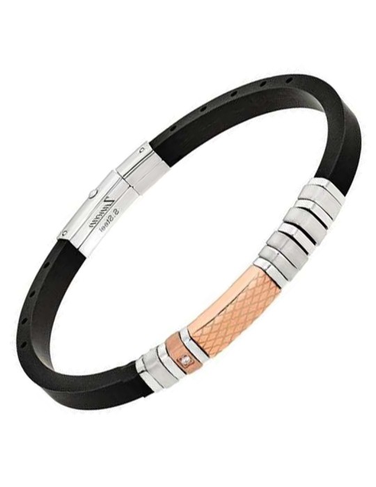 Zancan Bracelet - Silicone - PVD Rosé Plate - White Zircon - UHB114