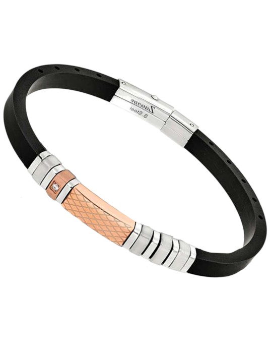 Zancan Bracelet - Silicone - PVD Rosé Plate - White Zircon - UHB114