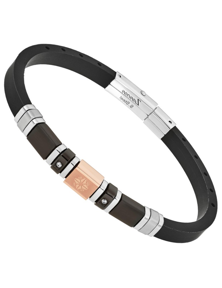 Bracciale Zancan - Silicone Nero - Rose Gold - Zirconi Bianchi -UHB117
