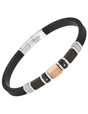 Bracciale Zancan - Silicone Nero - Rose Gold - Zirconi Bianchi -UHB117