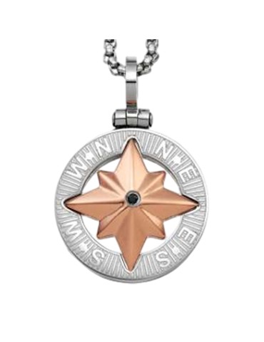 Zancan Necklace - 316L Steel - Wind Rose - Black Spinnel - UHC012