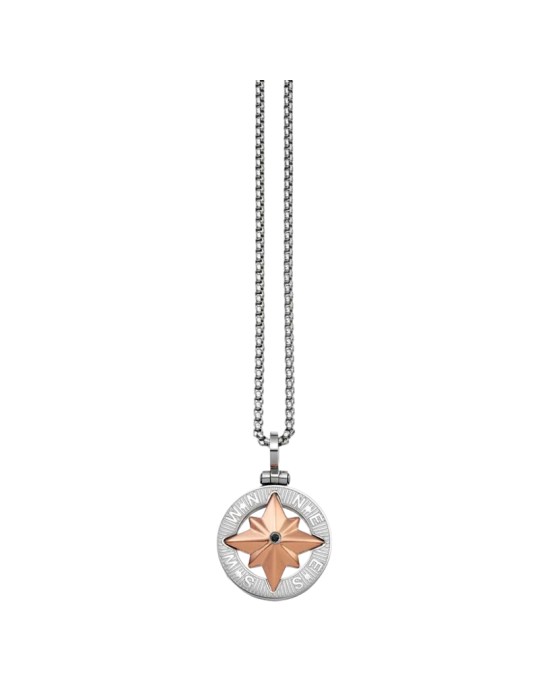 Zancan Necklace - 316L Steel - Wind Rose - Black Spinnel - UHC012