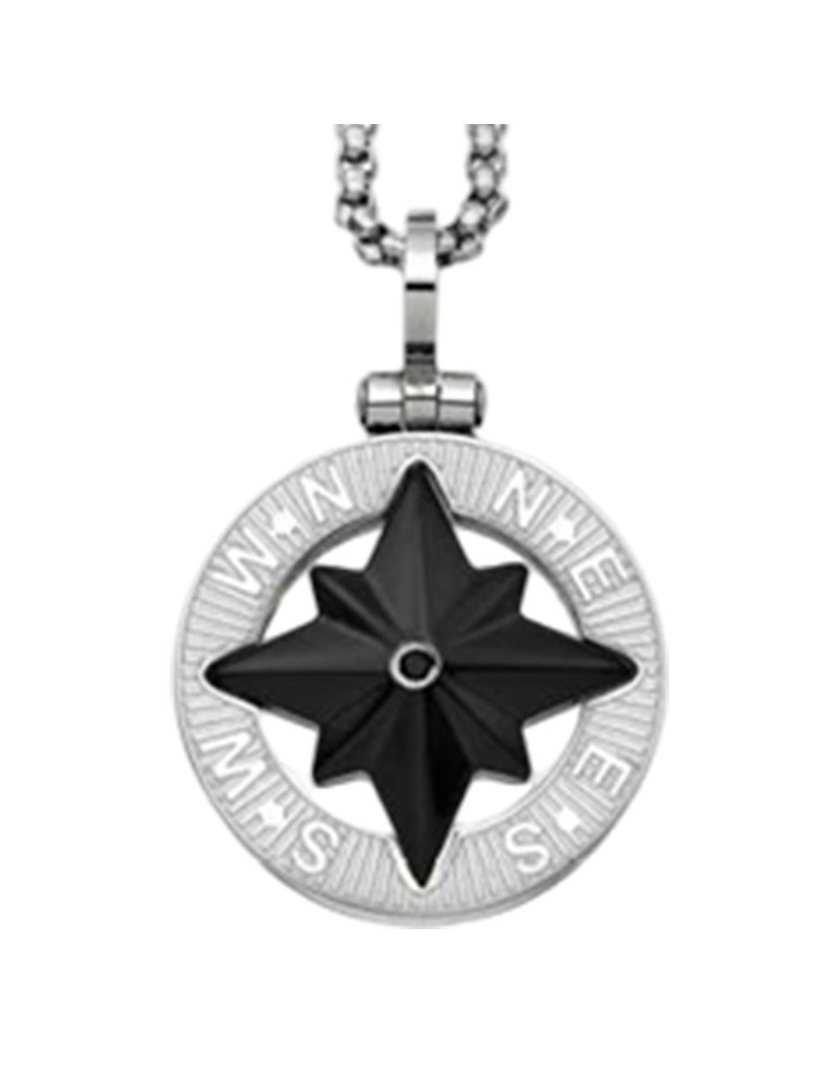 Zancan Necklace - 316L Steel - Wind Rose Black - Black Spinnel - UHC013