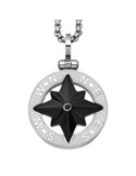 Collana Zancan - Acciaio 316L-Rosa dei Venti Nera-Spinello Nero-UHC013
