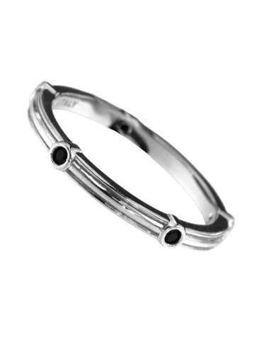 Zancan Ring - 925% Silver - Black Spinels - Size 24 - ESA102NE-24 2