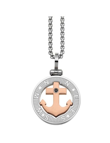 Zancan Necklace - Hi-teck-Steel 316L-Rose Anchor Pendant Gold-UHC014