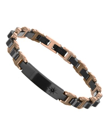 Bracciale Zancan - Acciaio 316L - PVD Rose Gold - Spinello Nero-EHB344 2