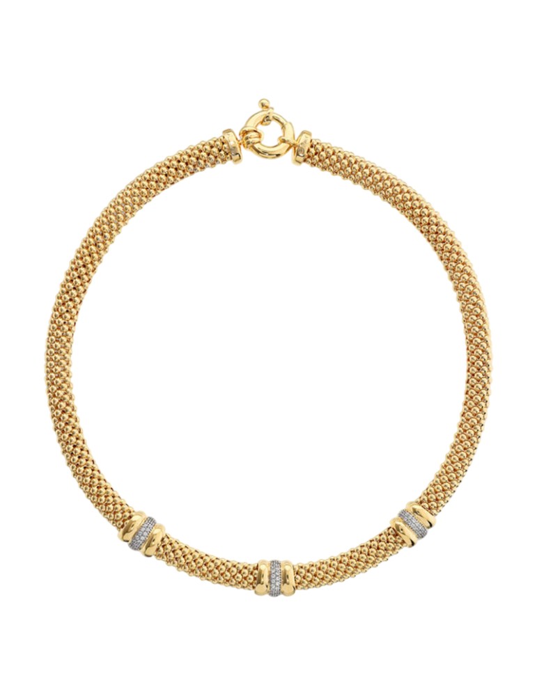 Collana Bronzallure - Maglia Popcorn Gold-Cubic Zirconia-WSBZ02469Y.YG