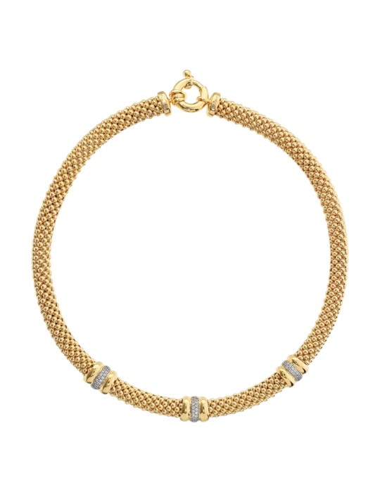 Collana Bronzallure - Maglia Popcorn Gold-Cubic Zirconia-WSBZ02469Y.YG