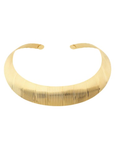 Etruscan Necklace - Ithaca - Choker - Gold-Striped Surface-WSET00859.YG 2