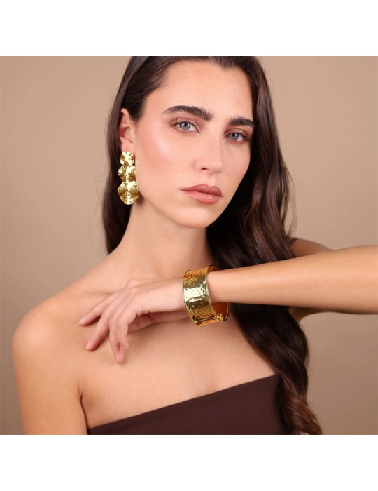 Etruscan Bracelet - Gold - Band-Hammered Surface-WSET00855.YG-SM