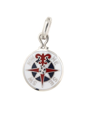 Ciondolo Giovepluvio - Rosa dei Venti in Oro Bianco 18 Carati Smaltato - MC81