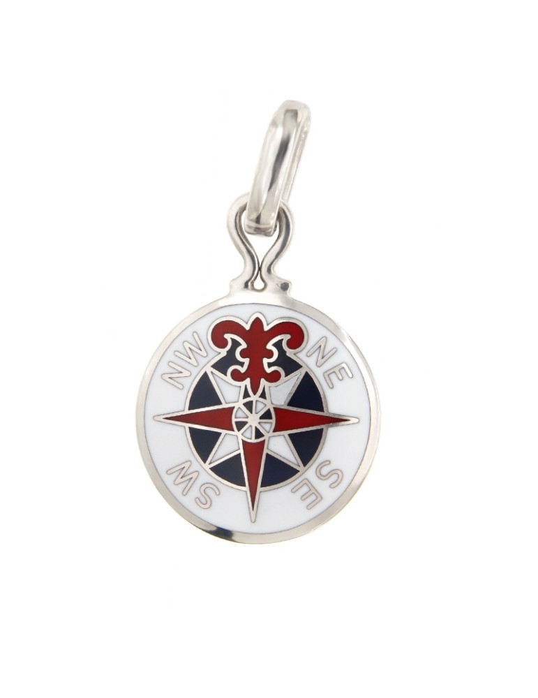 Ciondolo Giovepluvio - Rosa dei Venti in Oro Bianco 18 Carati Smaltato - MC81
