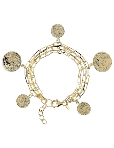 Bracciale Etrusca - Dorato - Catena Rolò - Charms Monete -WSET00585.YG