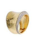 Etruscan Ring - Hammered - Cubic Zirconia - Size 16-WSET00729.YG-16