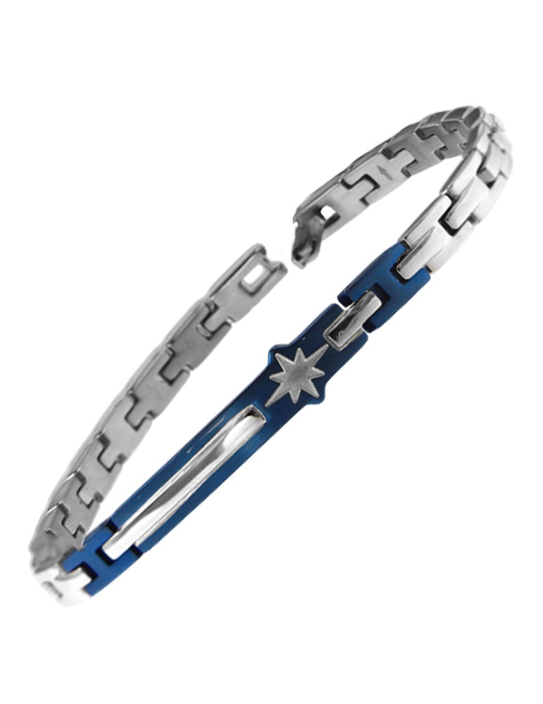 Bracciale Zancan - Acciaio 316L - Rosa dei Venti -Targa PVD Blu-EHB227