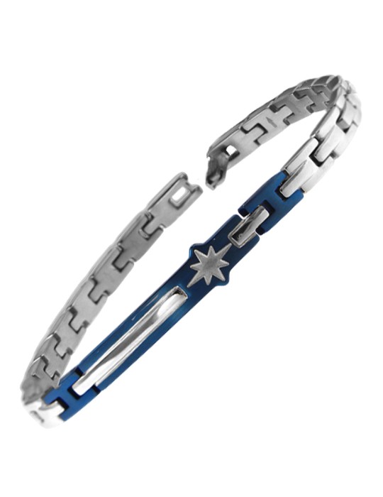 Zancan Bracelet - 316L Steel - Wind Rose - Blue PVD Plate-EHB227