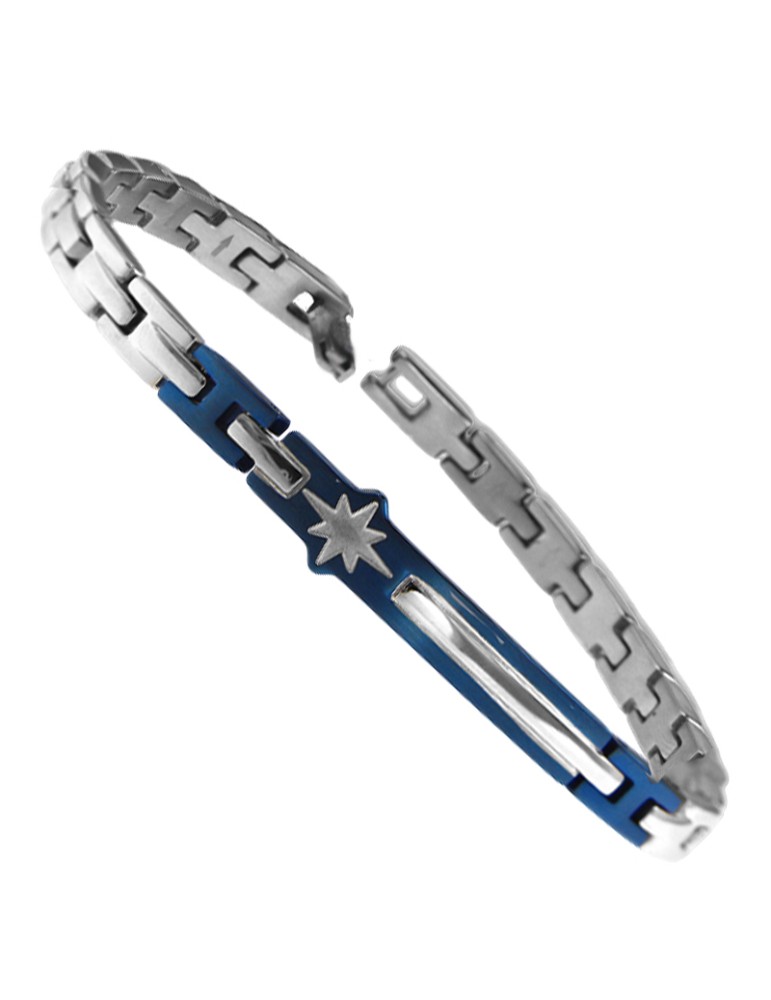 Zancan Bracelet - 316L Steel - Wind Rose - Blue PVD Plate-EHB227