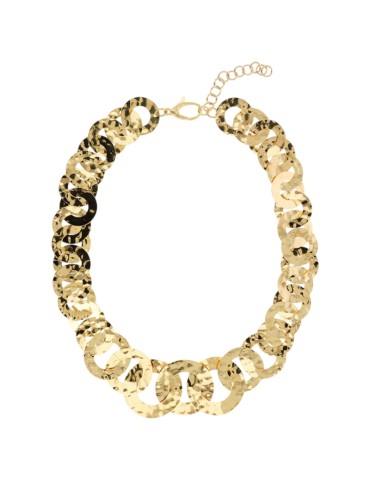Etruscan Necklace - Ithaca - Gold - Hammered Disc Links-WSET00860.YG